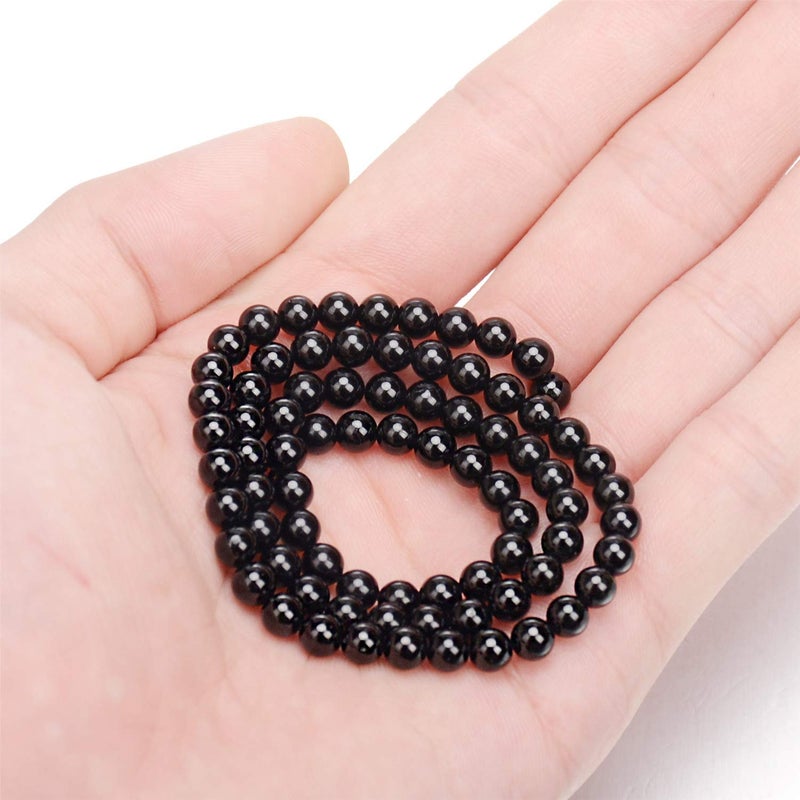 AD BEADS Natural Black Tourmaline Gemstone Round Beads 15.5â€œA Grad (4mm) - Image 3